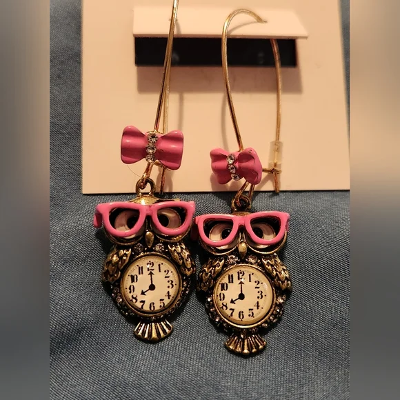 Betsey Johnson Owl Clock Earrings - Picture 4 of 5